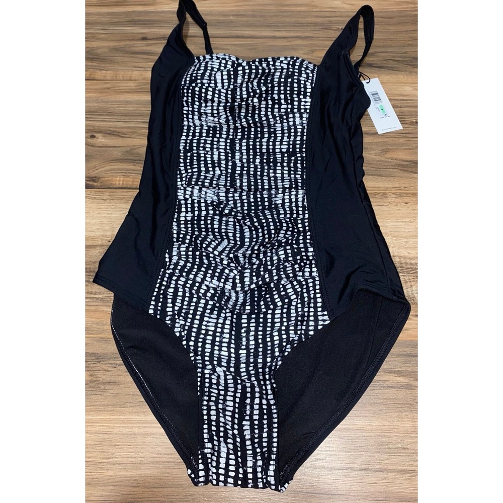 NWT Calvin Klein Pleated-Front One Piece Swimsuit, Sz 8